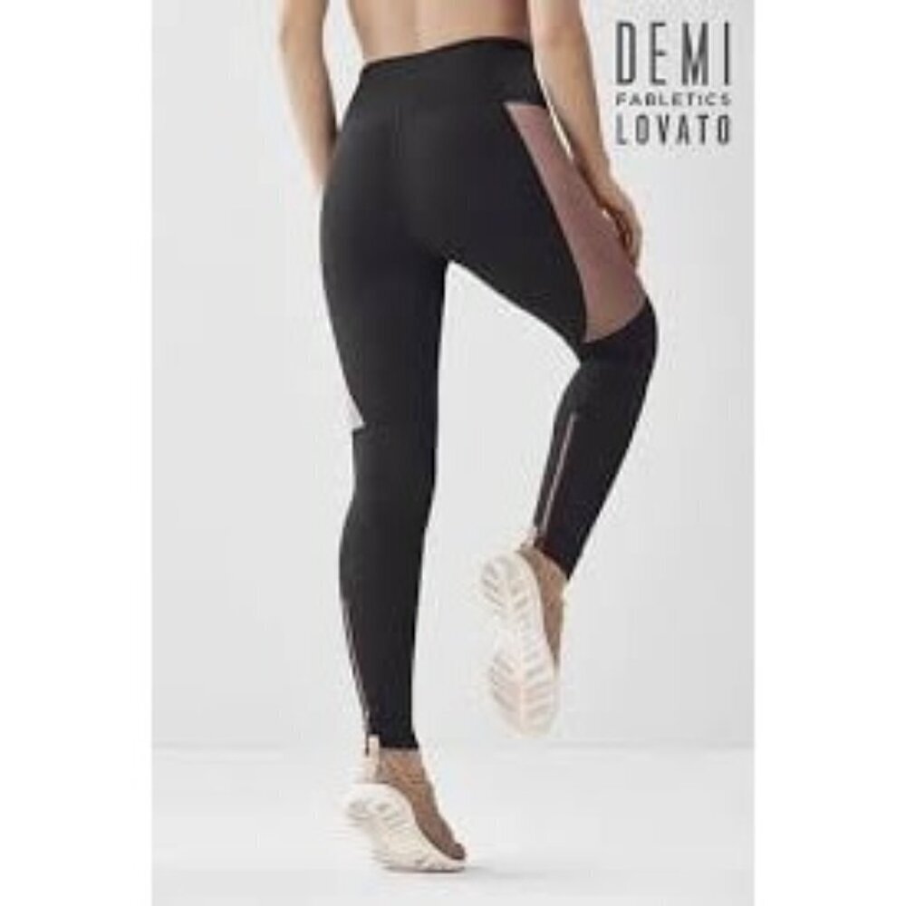 Fabletics Define PowerHold High-Waisted Legging by Demi Lovato Black Rose Gold M